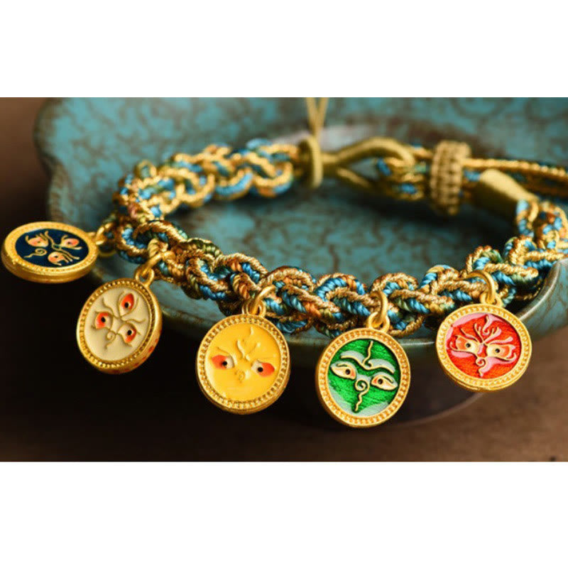Wear FengShui Tibetan Five God Of Wealth Luck Handcrafted Braid String Bracelet