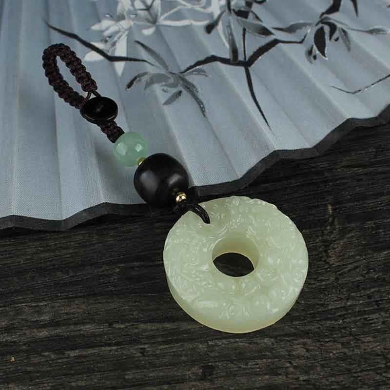 Wear FengShui PiXiu Jade Peace Buckle Abundance Wealth Key Chain