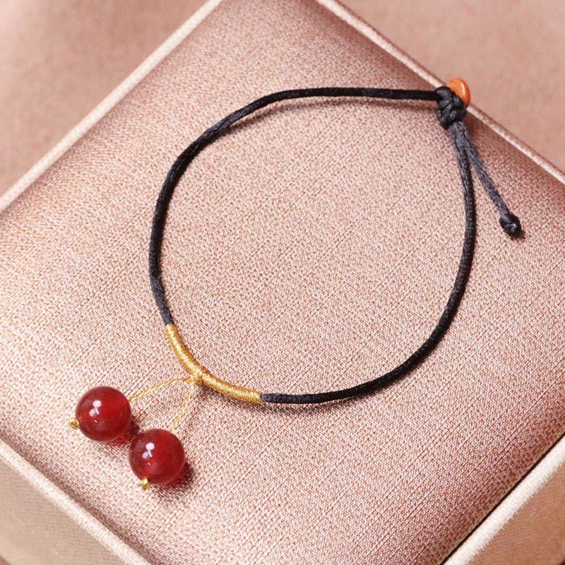 Wear FengShui Natural Red Agate Chalcedony Self-acceptance Confidence String Bead Bracelet Necklace Pendant
