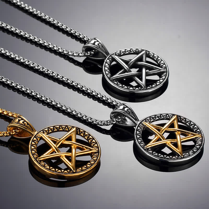 Wear FengShui Pentagram Titanium Steel Balance Necklace Pendant