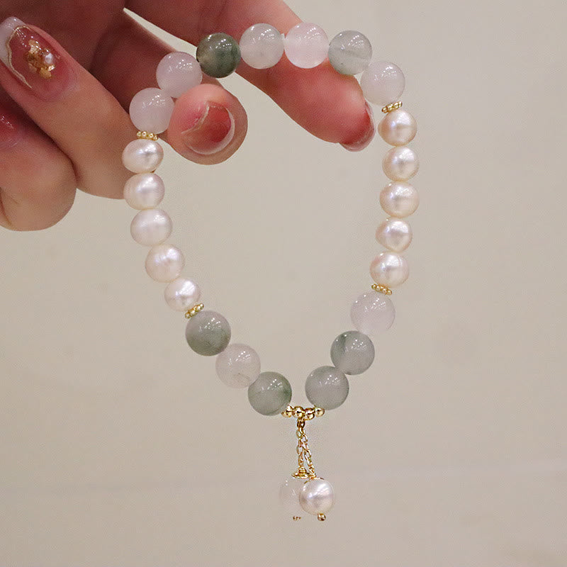 Wear FengShui Natural Pearl Jade Healing Sincerity Bracelet