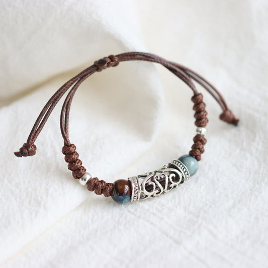 Wear FengShui Tibet Ceramic Bead Wealth String Bracelet