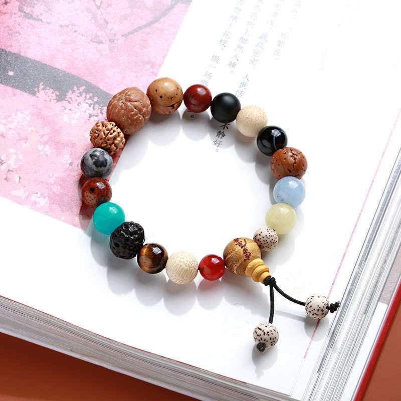 Wear FengShui Bodhi Seed Agate Wisdom Harmony Wrist Mala Bracelet