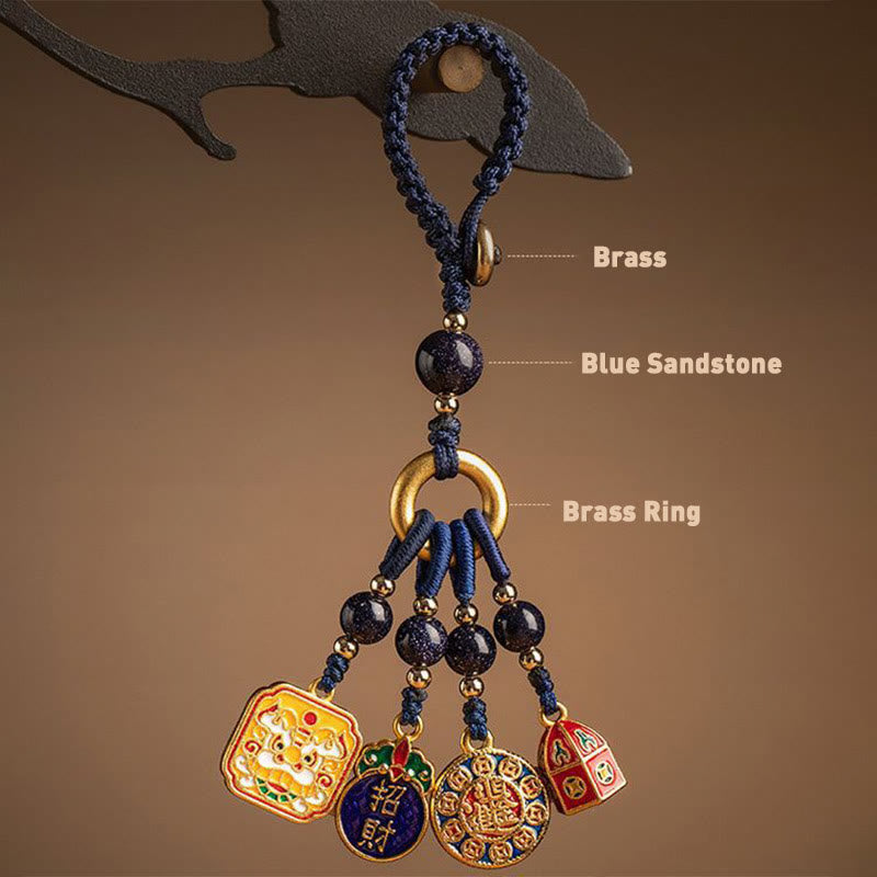 Wear FengShui Nothing to Be Superstitious Dancing Lion Copper Wealth Key Chain