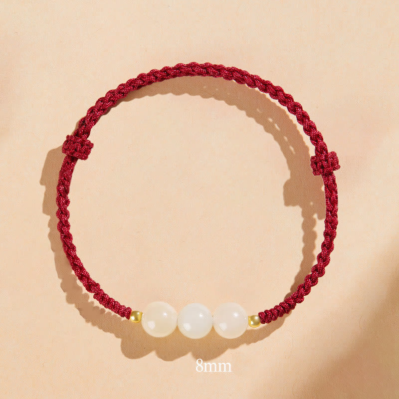 Wear FengShui Handcrafted Round Jade Lucky Bead Prosperity Braided Bracelet