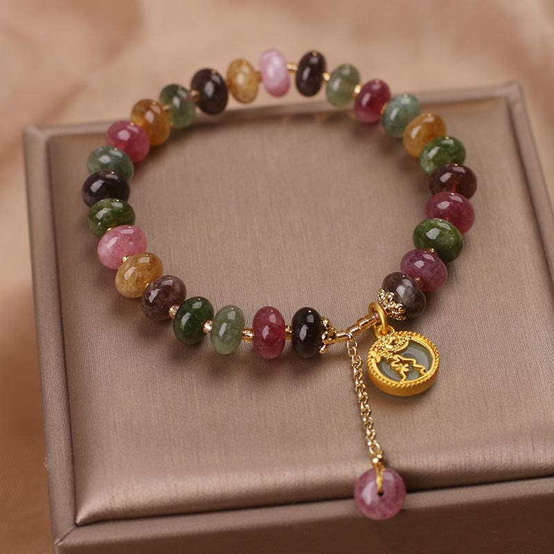 Wear FengShui Colorful Tourmaline Cute Flower Rabbit Charm Love Bracelet