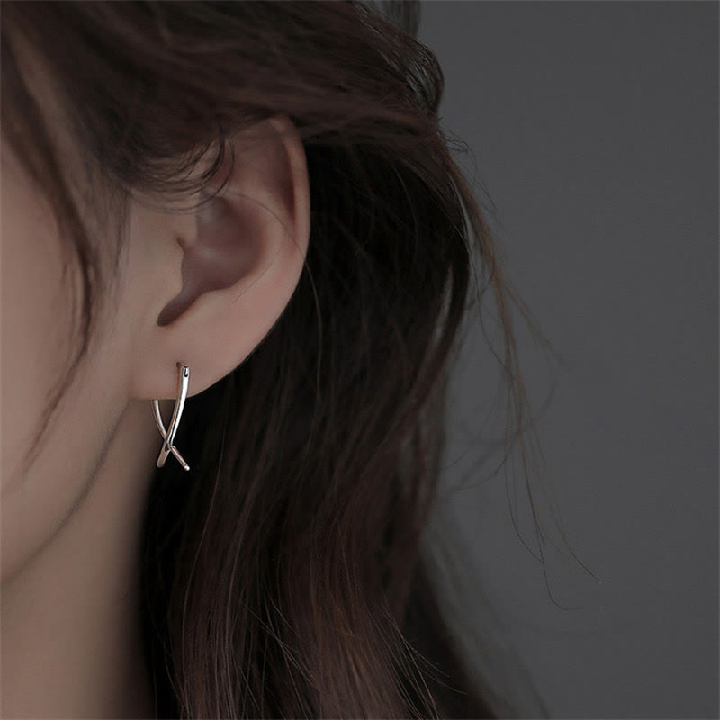 Wear FengShui Geometric Cross Design Luck Hoop Earrings