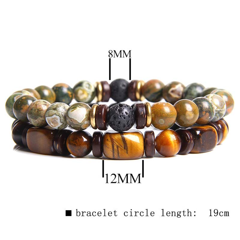 Wear FengShui 2PCS Healing Crystal Emperor Stone Tiger Eye Bead Bracelet