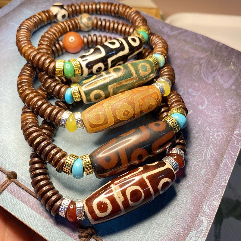 Wear FengShui Tibetan Nine-Eye Dzi Bead Wealth Bracelet
