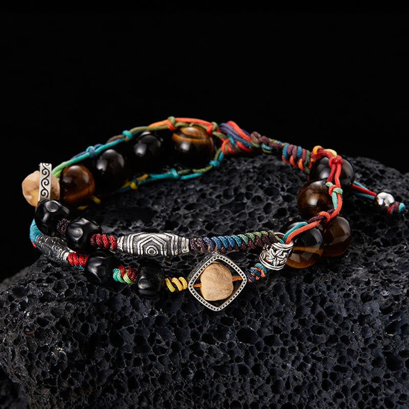 Wear FengShui 925 Sterling Silver Tiger's Eye Bodhi Seed Handmade Courage Bracelet