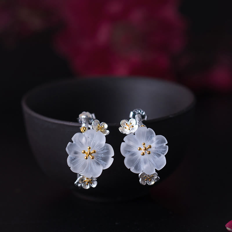 Wear FengShui 925 Sterling Silver Plum Blossom Floral Blessing Earrings
