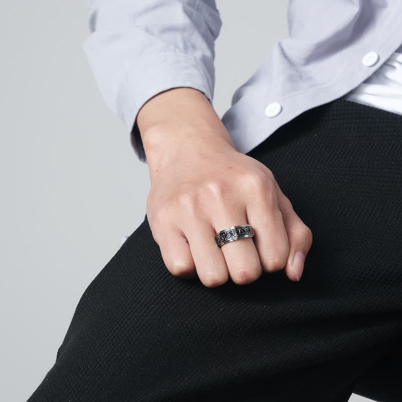 Wear FengShui  Triangle Knot Triquetra Titanium Steel Calm Rotatable Ring
