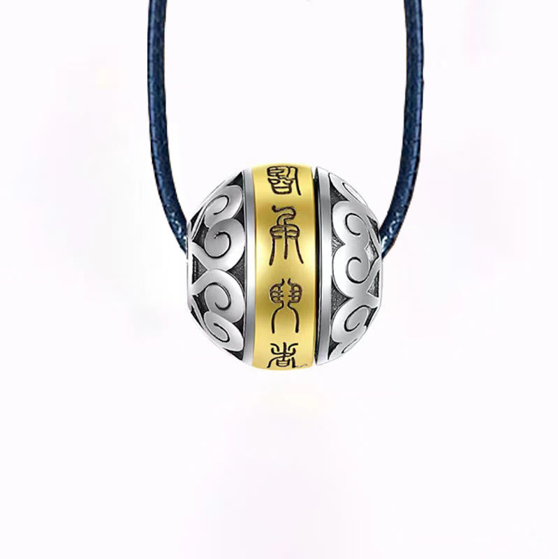 Wear FengShui Taoist Nine-Character Mantra Engraved Amulet Balance Necklace Rotatable Pendant