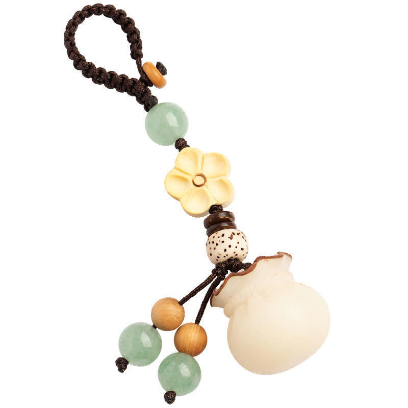 Wear FengShui Natural Bodhi Seed Money Bag Flower Blessing Prosperity Keychain