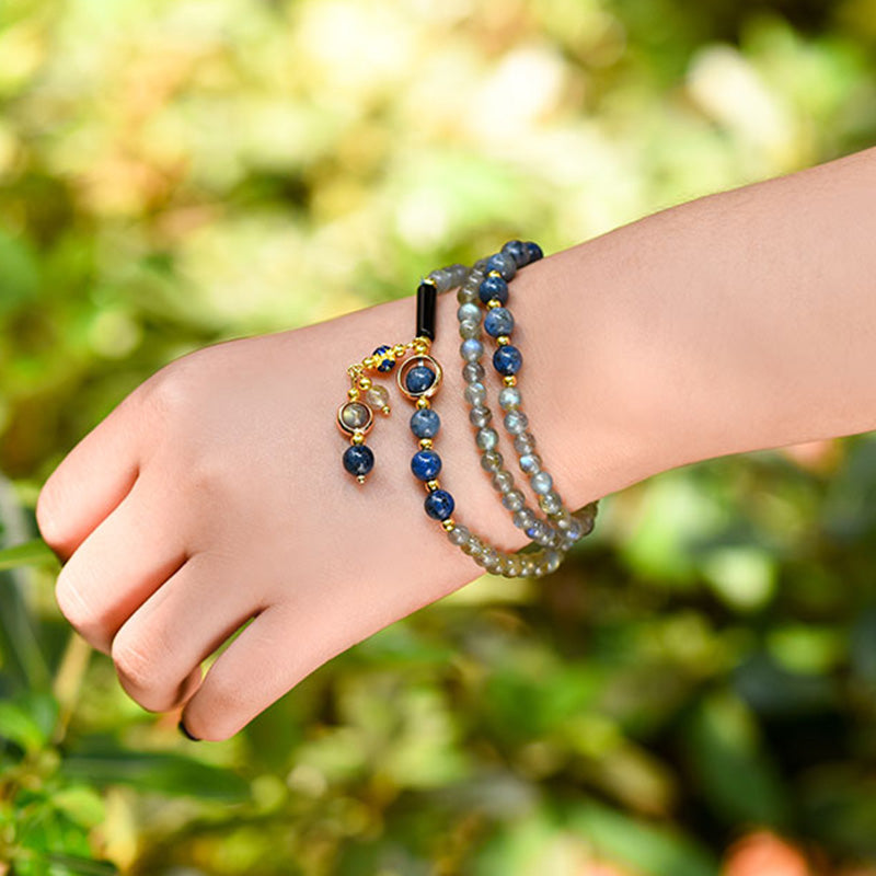Wear FengShui Moonstone Lazurite Calm Healing Positive Bracelet
