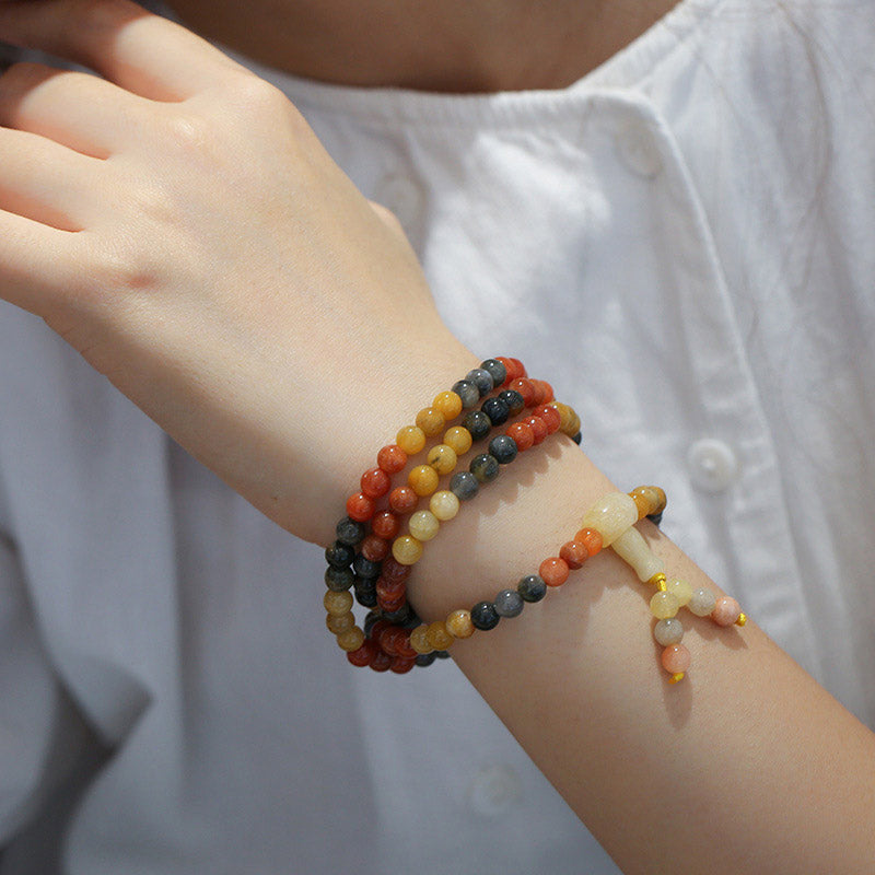 Wear FengShui 108 Beads Natural Red Agate Mala Protection Bracelet