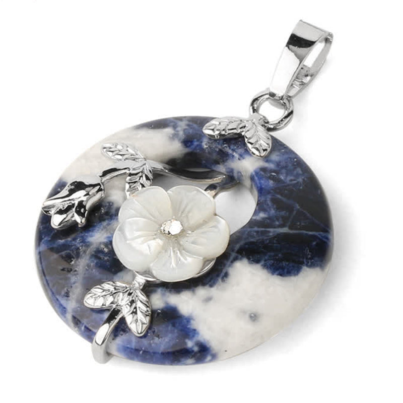 Wear FengShui Various Crystal Amethyst Green Aventurine Flower Healing Necklace Pendant