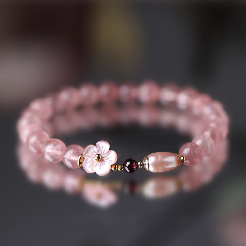 Wear FengShui Strawberry Quartz Peach Blossom Love Bracelet