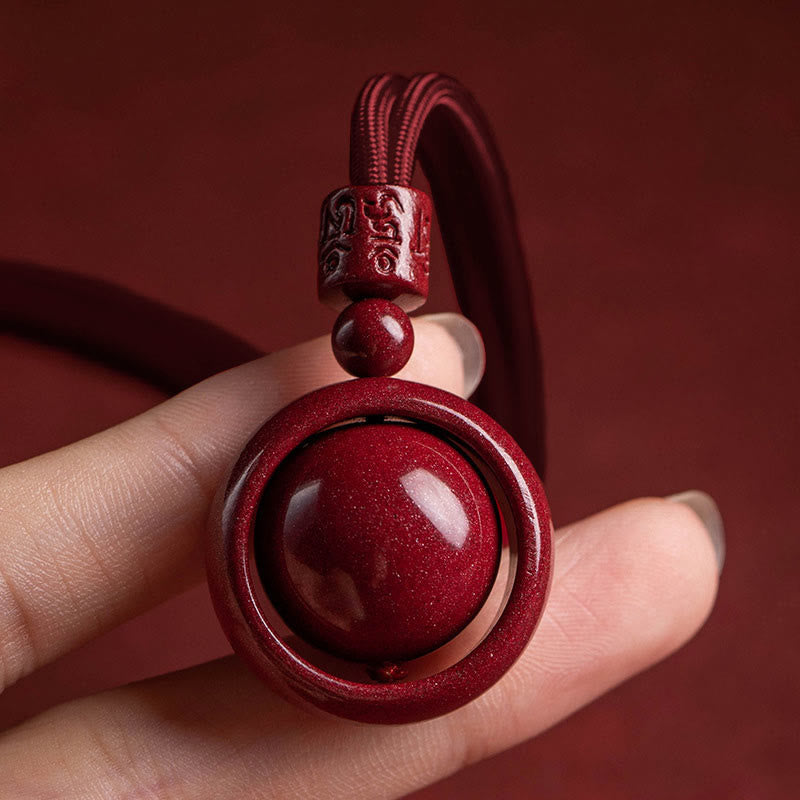 Wear FengShui Cinnabar Om Mani Padme Hum PiXiu Blessing Lucky Bead Necklace Pendant