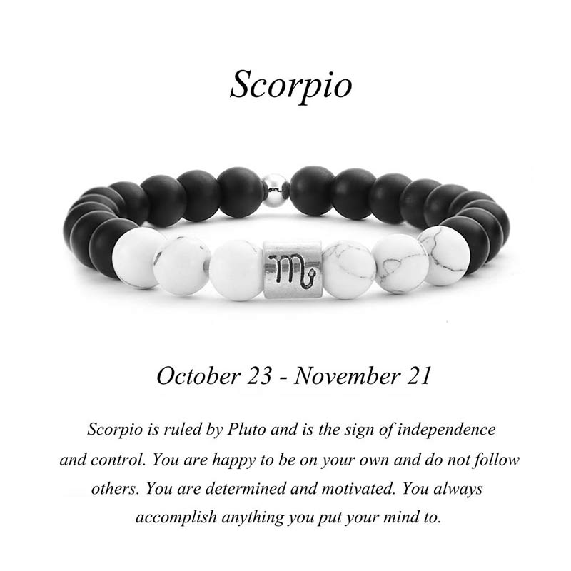 Wear FengShui 12 Constellations of the Zodiac Natural Frosted Stone White Turquoise Bead Fortune Bracelet