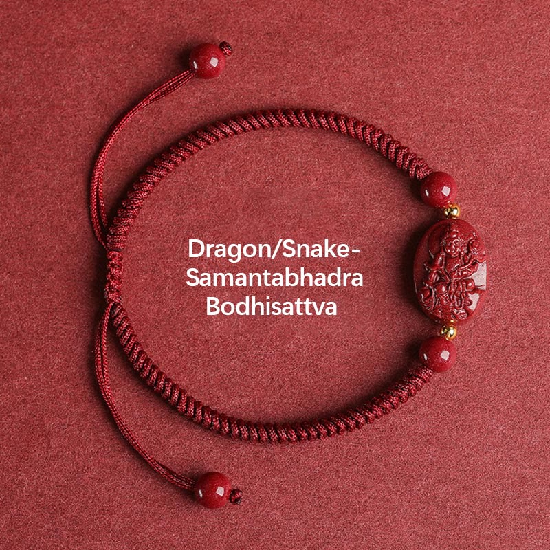 Wear FengShui Chinese Zodiac Natal Buddha Cinnabar Keep Away Evil Spirits Rope Bracelet