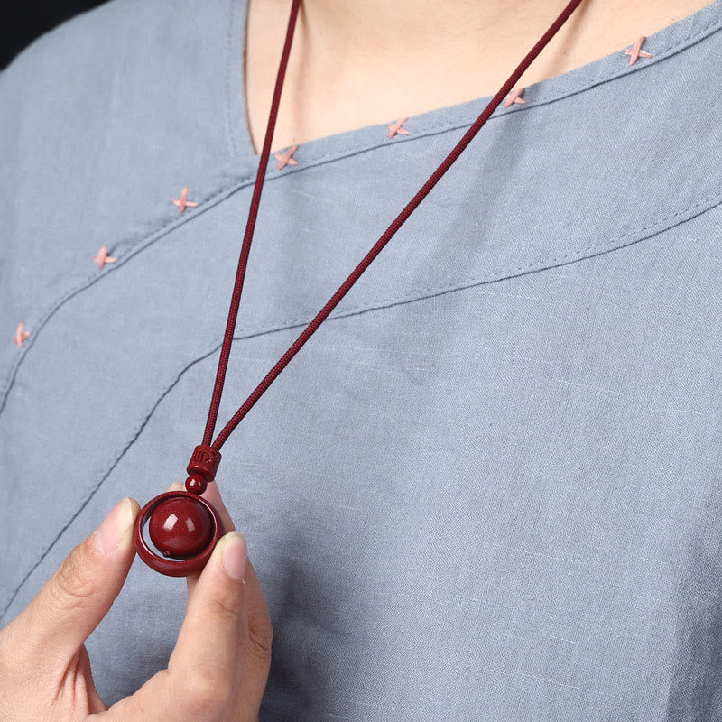 Wear FengShui Cinnabar Om Mani Padme Hum PiXiu Blessing Lucky Bead Necklace Pendant
