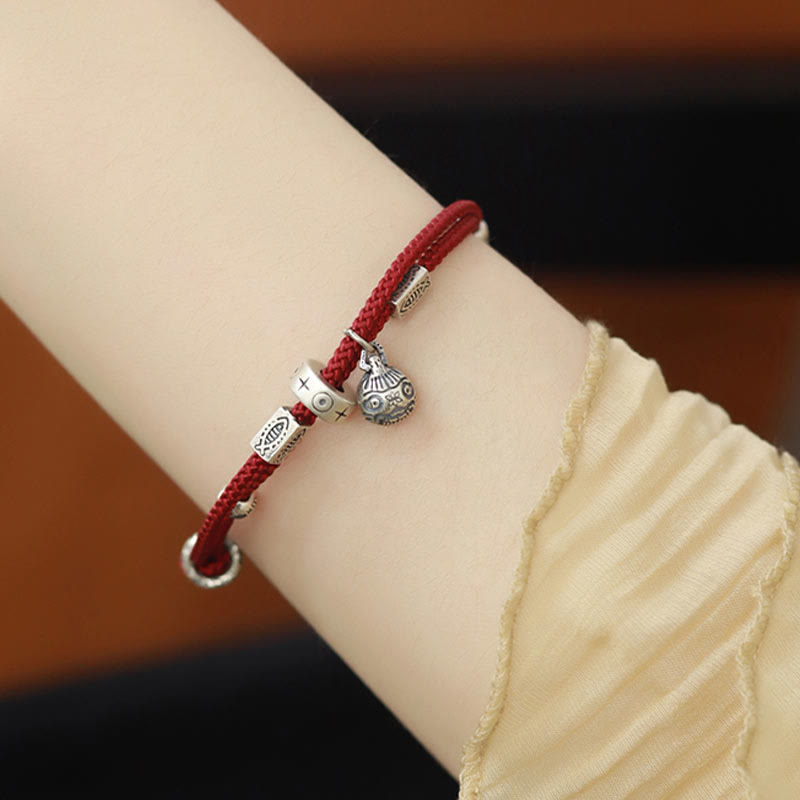 Wear FengShui 925 Sterling Silver Gold Swallowing Beast Koi Fish Wealth Handcrafted Braided Bracelet