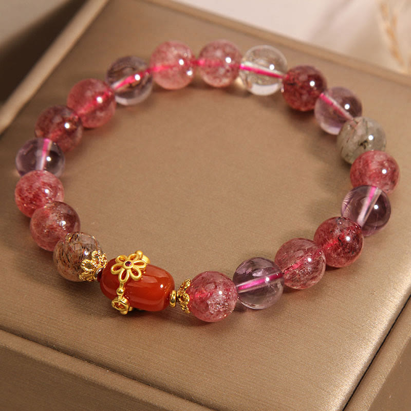 Wear FengShui Natural Super Seven Crystal Red Agate Positivity Bracelet