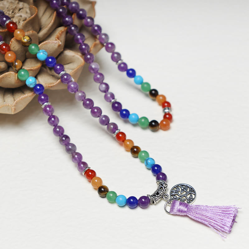 Wear FengShui Healing Crystal Mala Prayer Beads 108 Meditation Healing Multilayer Bracelet Necklace