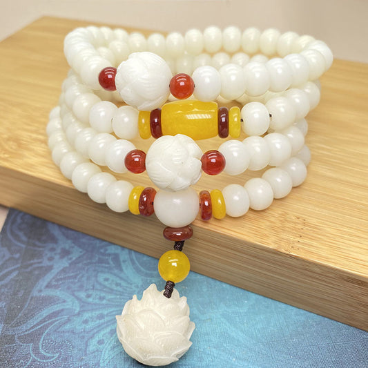 Wear FengShui Lotus Bodhi Seed Mala 108 Beads Protection Bracelet