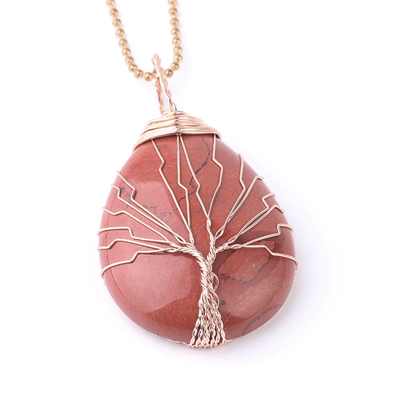 Wear FengShui Natural Quartz Crystal Tree Of Life Healing Energy Necklace Pendant