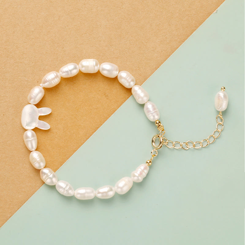 Wear FengShui Natural Pearl Cute Rabbit Sincerity Bracelet