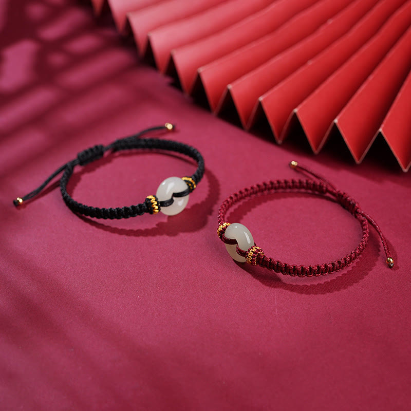 Wear FengShui Peace Buckle Jade Abundance Braided Bracelet