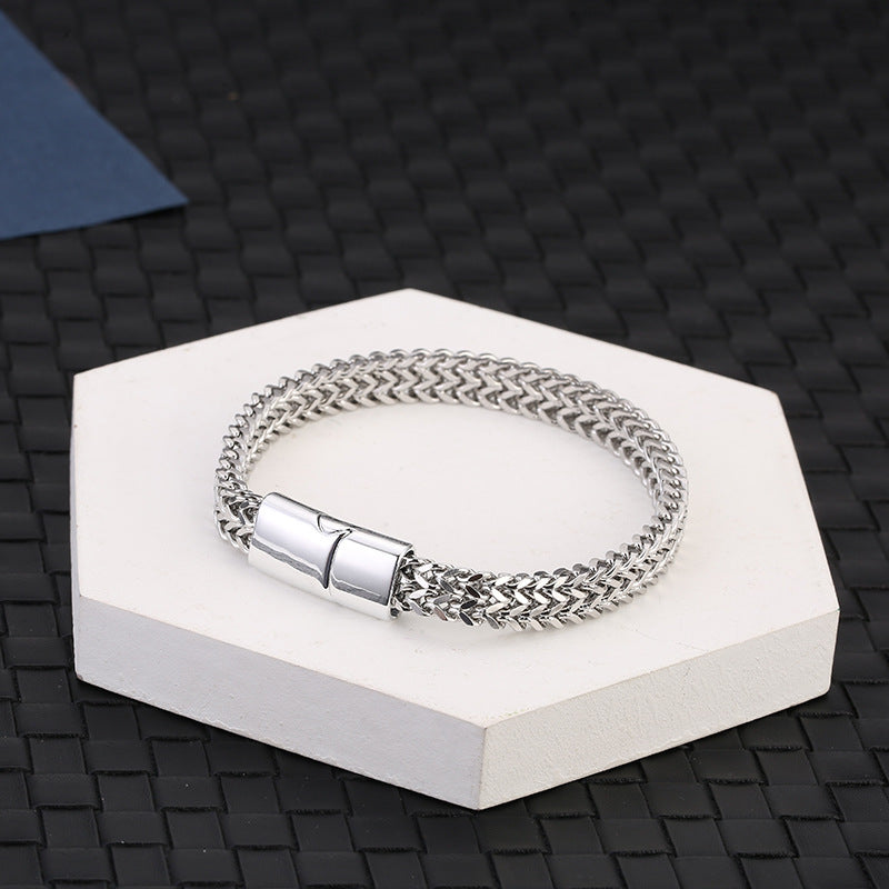 Wear FengShui Fish Scale Magnetic Buckle Titanium Steel Balance Bracelet Bangle