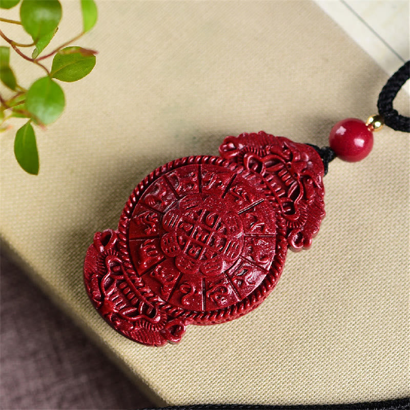Wear FengShui Laughing Buddha Yin Yang Chinese Zodiac Gourd Natural Cinnabar Blessing Necklace Pendant