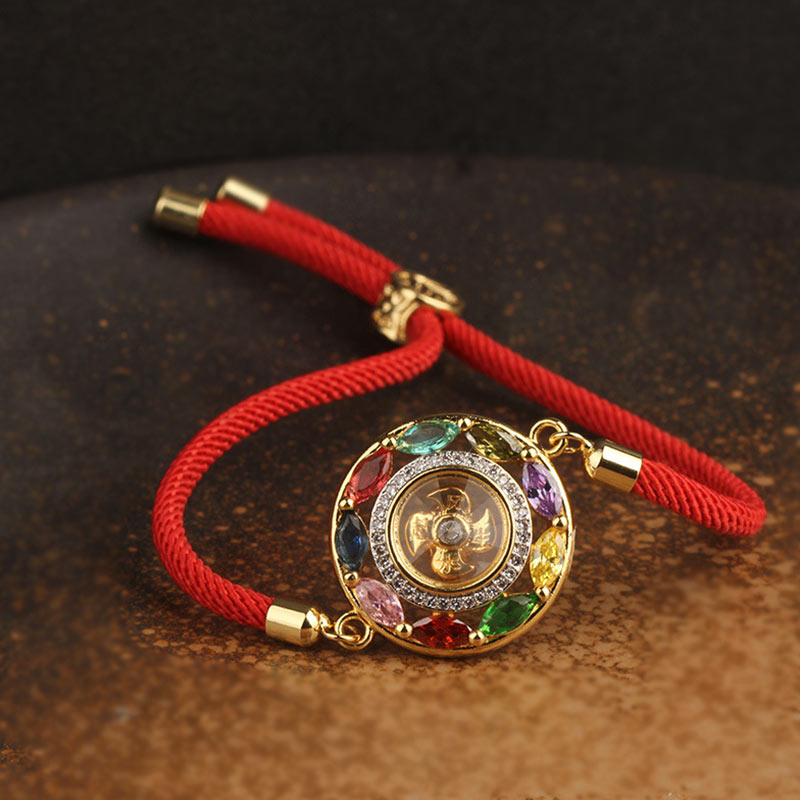Wear FengShui Colorful Zircon Copper Wealth Luck Rotation Bracelet Necklace Pendant