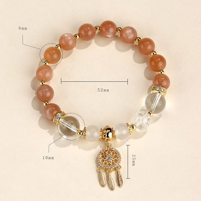 Wear FengShui Green Strawberry Quartz Amethyst Crystal Dreamcatcher Healing Bracelet