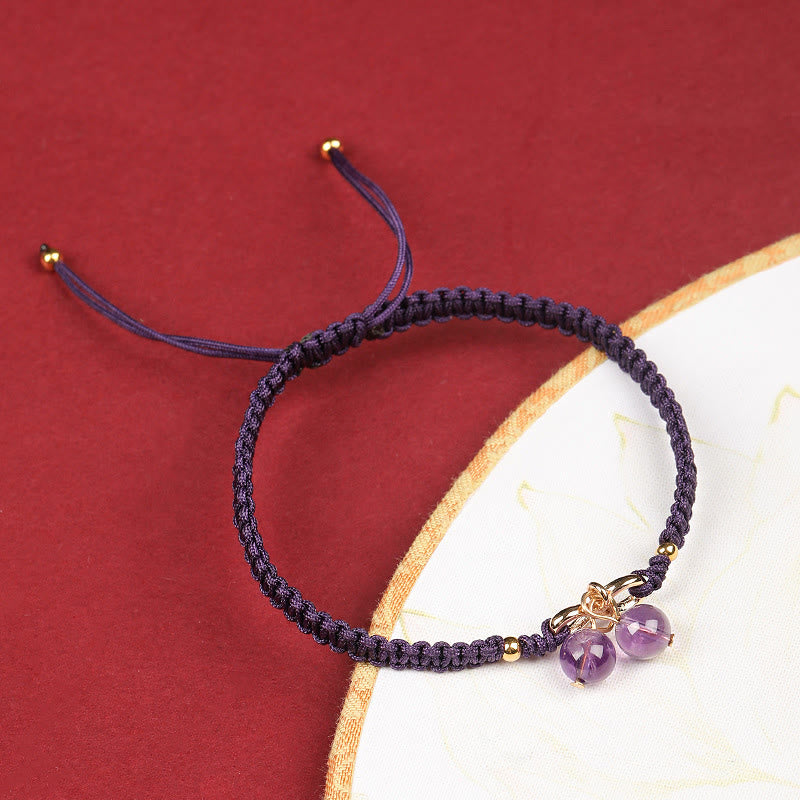 Wear FengShui Natural Strawberry Quartz Amethyst Green Phantom Bead Positive Bracelet