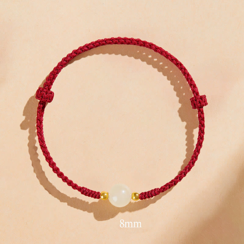 Wear FengShui Handcrafted Round Jade Lucky Bead Prosperity Braided Bracelet