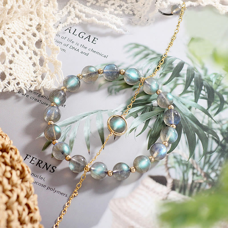 Wear FengShui 14k Gold Plated Natural Moonstone Healing Love Bracelet