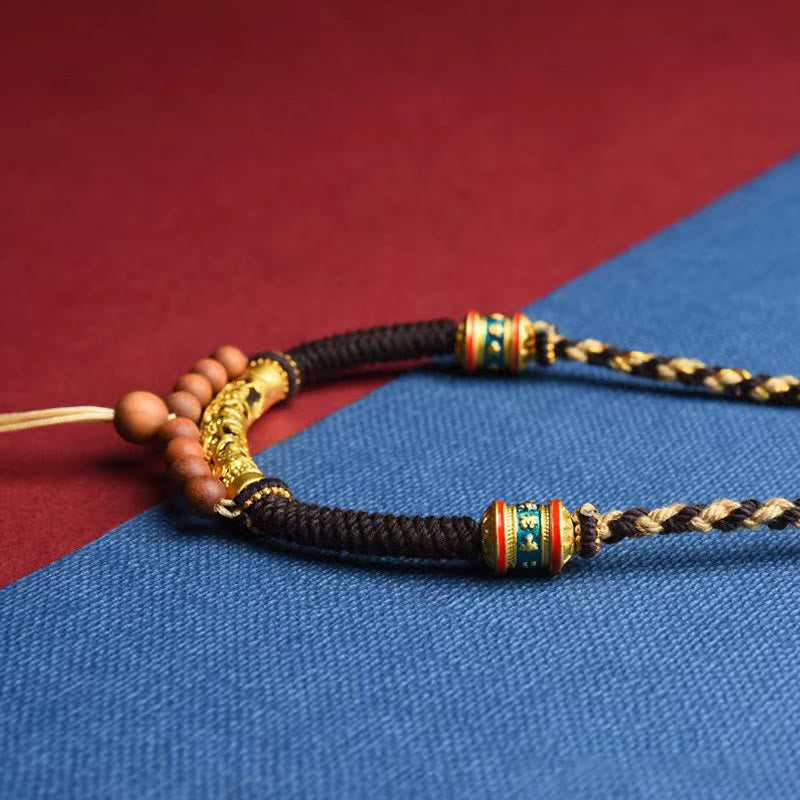 Wear FengShui Tibetan Handmade King Kong Knot Om Mani Padme Hum Prayer Wheel String Necklace Pendant