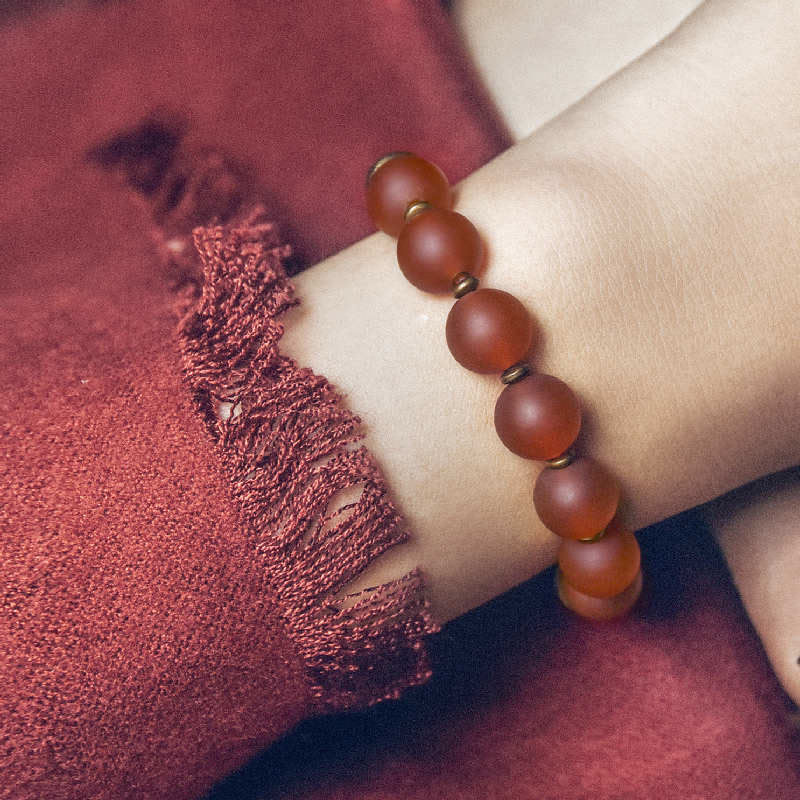 Wear FengShui Tibetan Red Agate Green Agate Copper Confidence Fortune Bracelet