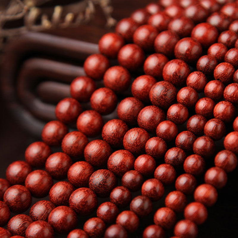 Wear FengShui Tibetan Small Leaf Red Sandalwood 108 Beads Mala Meditation Bracelet