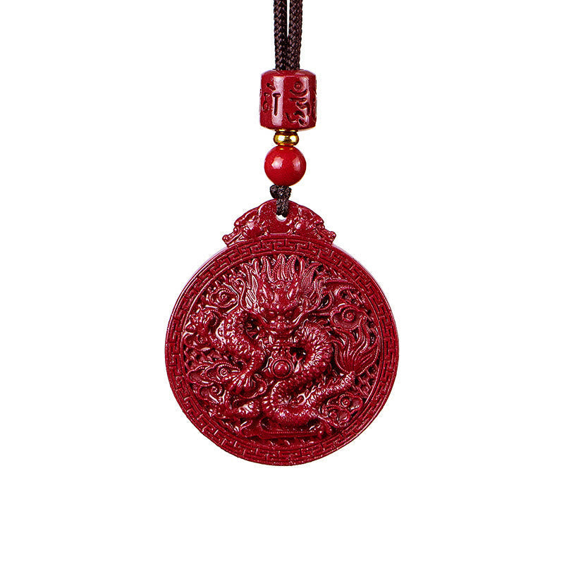 Wear FengShui Year of the Dragon Natural Cinnabar Dragon Protection Necklace Pendant