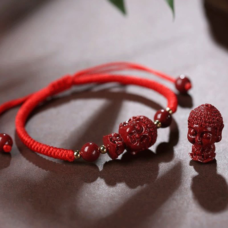 Wear FengShui Chinese Zodiac Natal Buddha Cinnabar Amulet Blessing String Bracelet