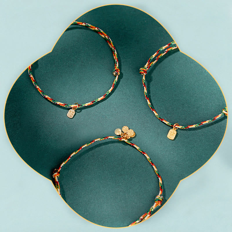 Wear FengShui Auspicious Fu Character Peace And Joy Luck Handmade Multicolored Child Adult Bracelet