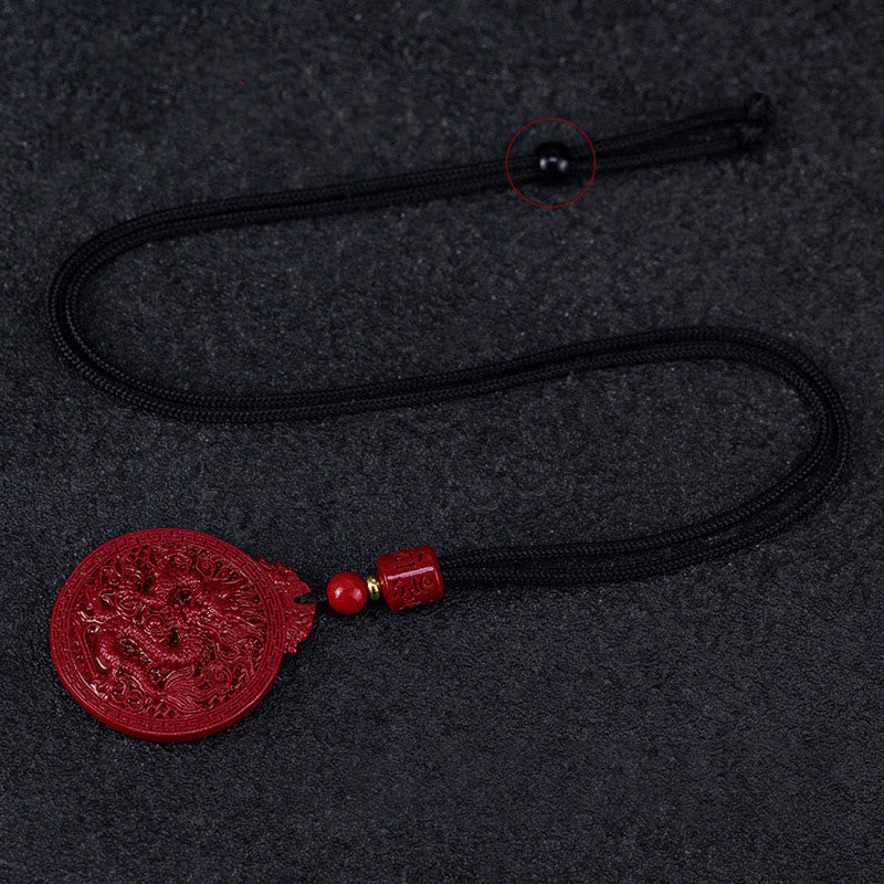 Wear FengShui Year of the Dragon Natural Cinnabar Dragon Protection Necklace Pendant