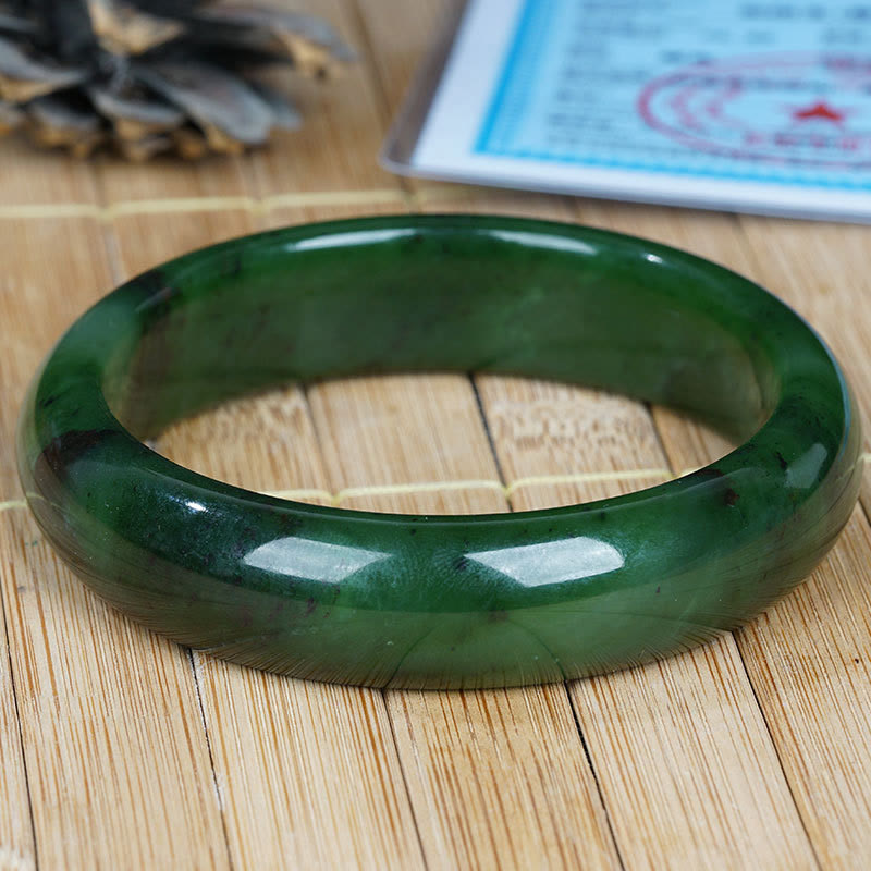 Wear FengShui Natural Hetian Cyan Jade Happiness Success Bracelet Bangle