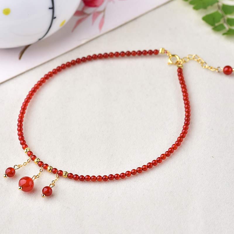 Wear FengShui Red Agate Confidence Calm Anklet
