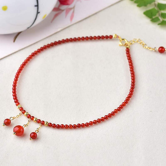 Wear FengShui Red Agate Confidence Calm Anklet